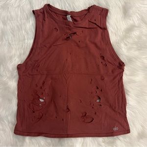 All Yoga Harley Distressed Muscle Tank Size M Color Mauve/Earth